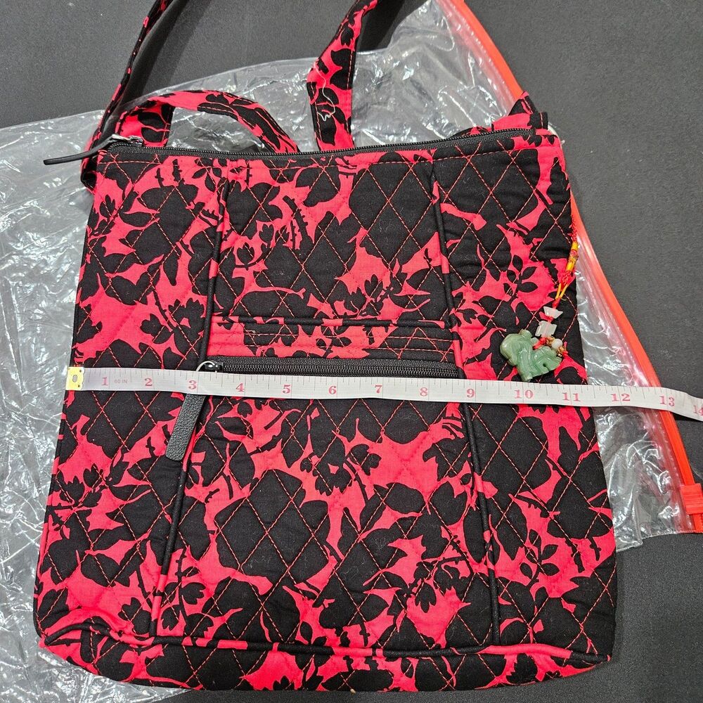 Vera Bradley Hipster Crossbody Bag Red Black Floral Boho Pockets Lined Hippie - Picture 8 of 10